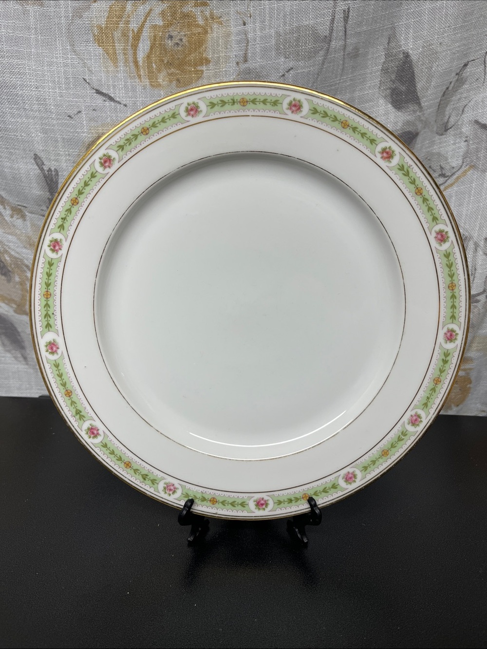 Antique Limoges France T.V. Elegant Floral Gold-Trim Dinner Plate N 5892